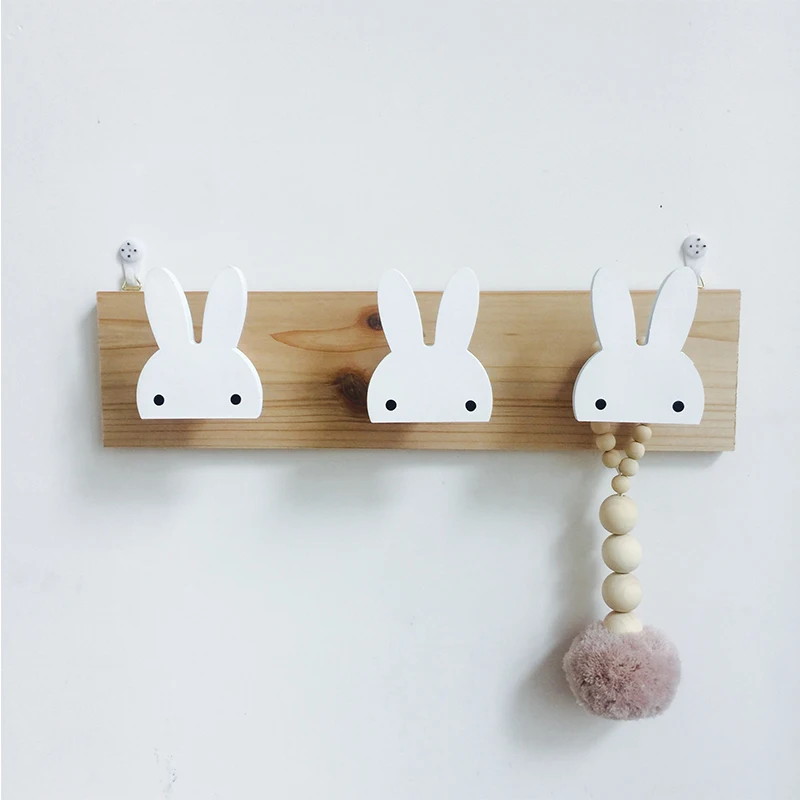 

Kids Room Decorative Wooden Hooks White Bunny Swan Natural Wood Hooks For Baby Bory Girl Kids Nursery Room Storage Decoration