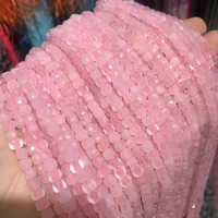 natural stone rose quartzs beads square shape 4mm small faceted loose isolation diy beads for bracelet neckalce jewelry making