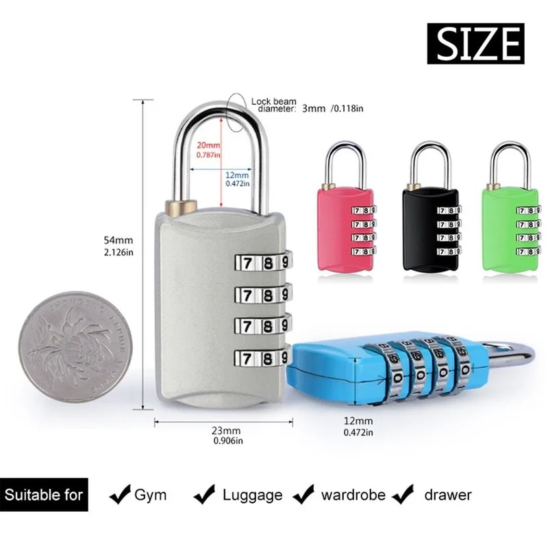 

Mini Luggage Suitcase TSA Lock Dial Digit Number Code Combination Padlock Security Travel Safe Password Locks