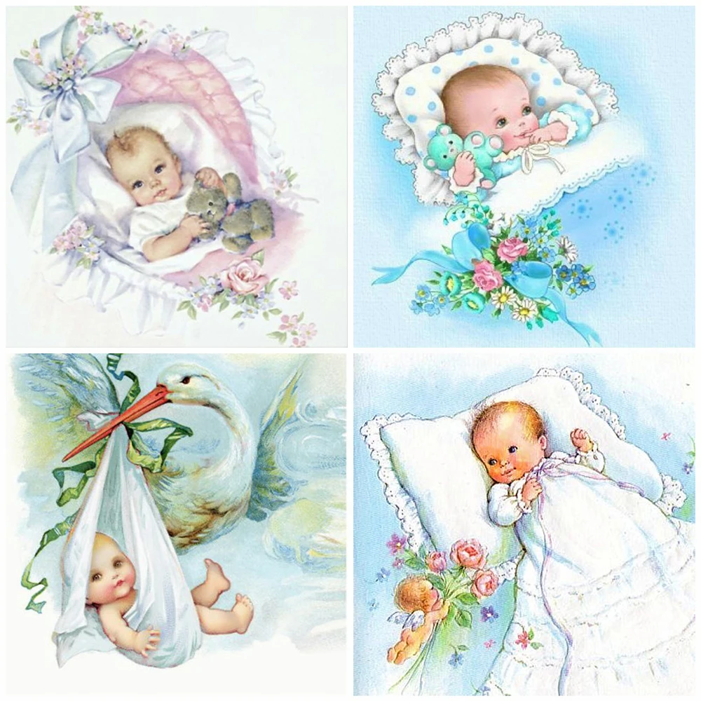 

Diy 5d Full Painting Diamond Painting Embroidery Character Baby Cross Stitch Diamond Art Mosaic Furniture Decoration Hobby Gift