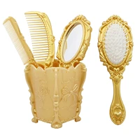 vintage hand mirror comb set dolovemk girls cosmetic classical wide tooth combvintage handheld mirror with embossed flower