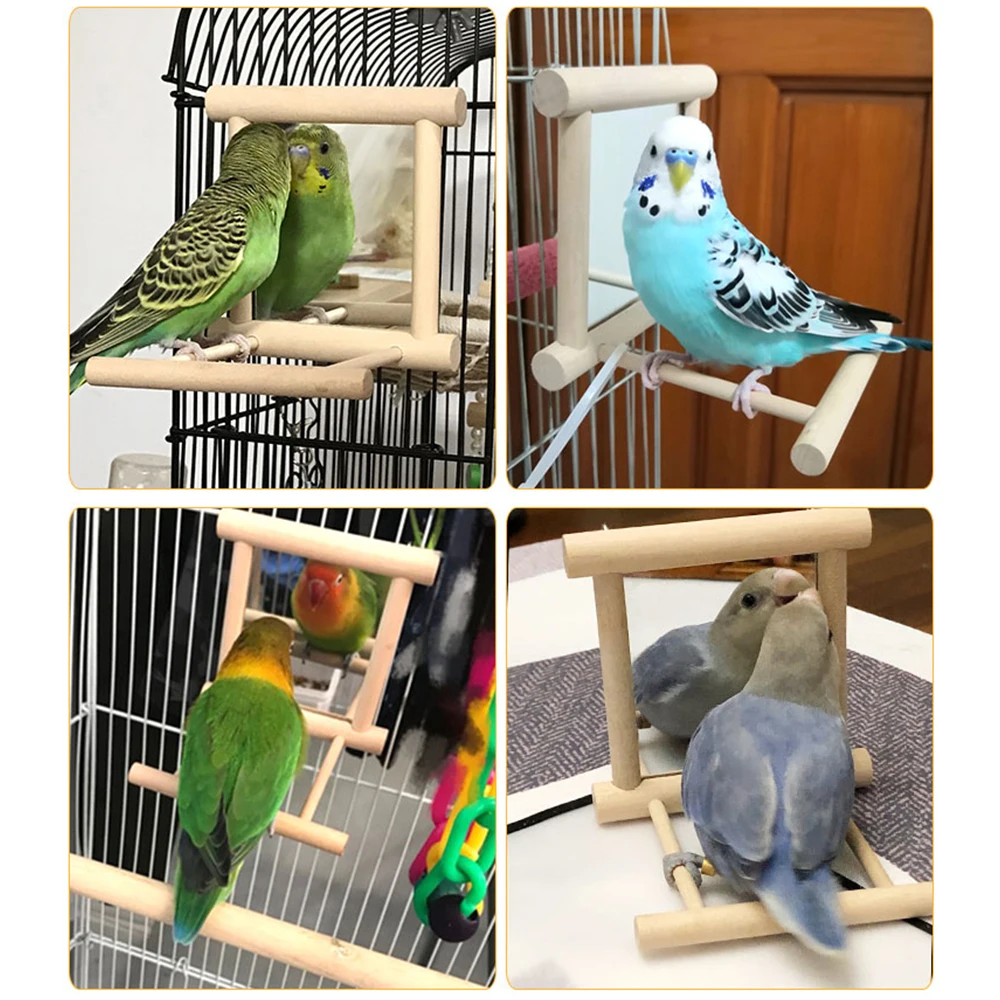 Деревянное Зеркало-игрушка для домашних животных забавная игрушка попугаев