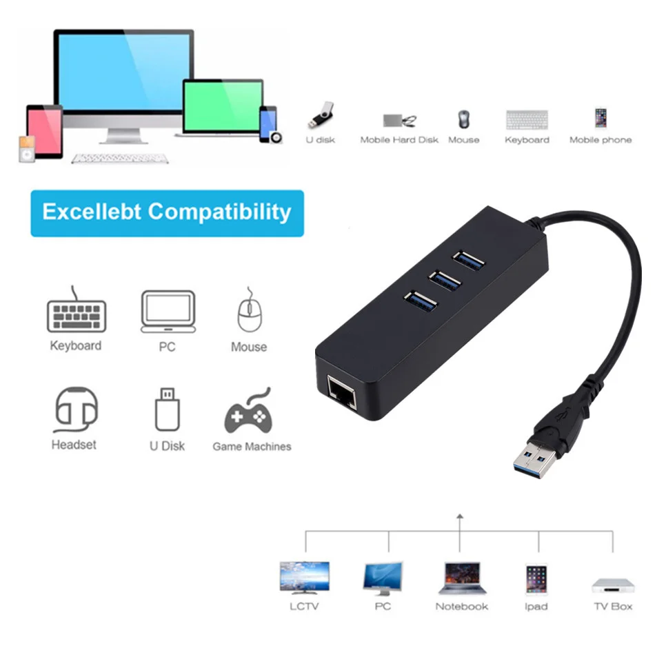 Сетевая карта USB 3 0/Rj45 порта Gigabit Ethernet с зарядным устройством Micro | Компьютеры и