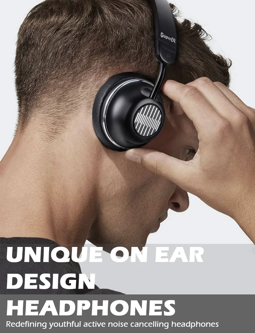 

SuperEQ ANC Wireless Headphones 5.0 Bluetooth Headset Wired Foldable On Ear Earphone with CVC8.0 Noise-Reduction Mic for Phone