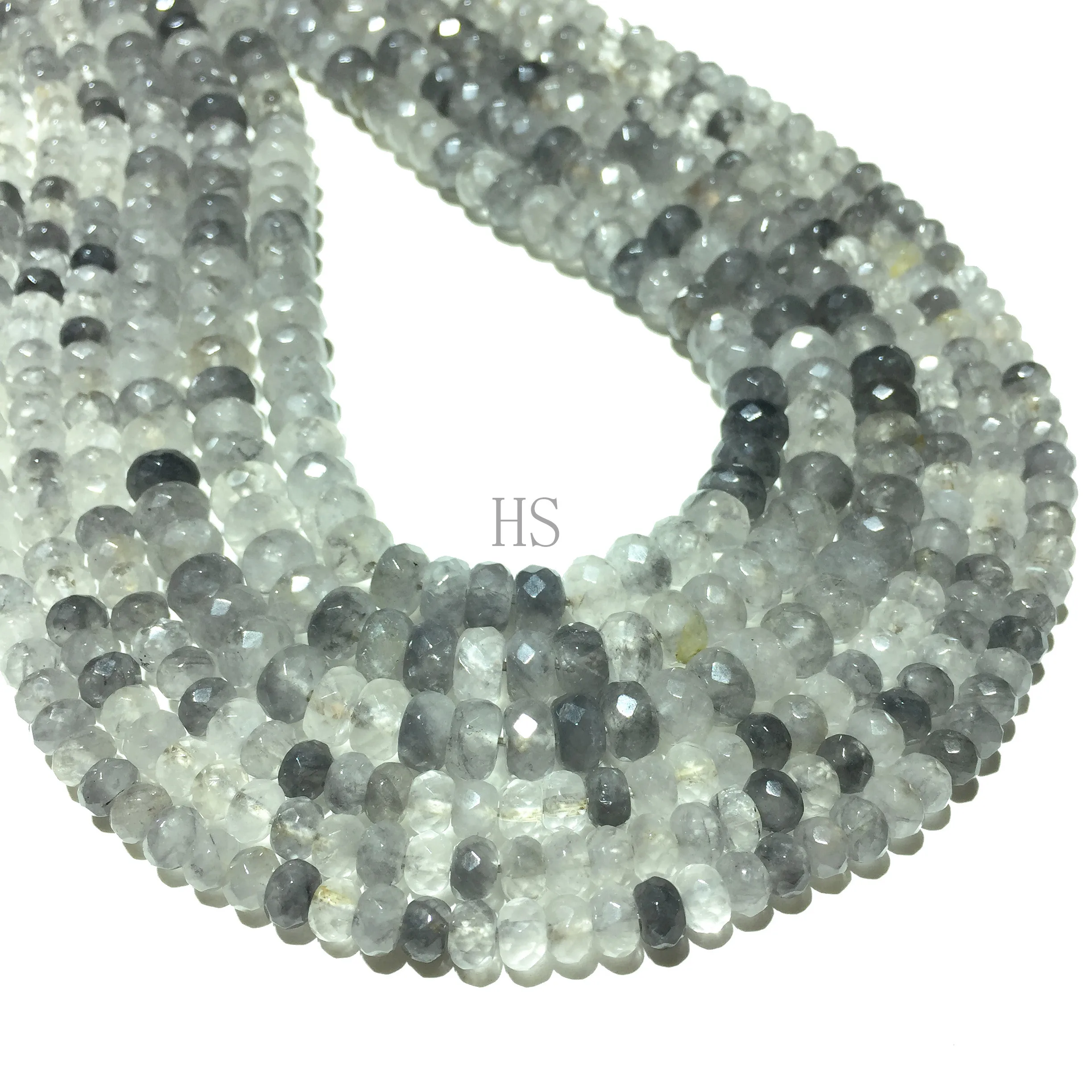 Натуральный камень пасмурный кварц Рондель граненый круглый свободный бисер