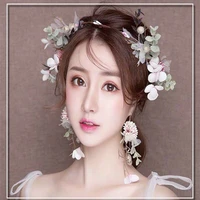 2020 new super fairy bride sen headdress earrings handmade wedding hair accessories set