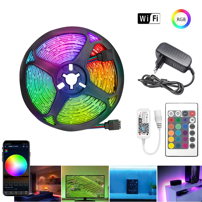 

ИК WIFI Светодиодная лента Водонепроницаемая 5 м 15 м 20 м RGB Светодиодная лента светильник 5050 RGB 30 светодиодов/м Гибкий Светильник ing лента контр...