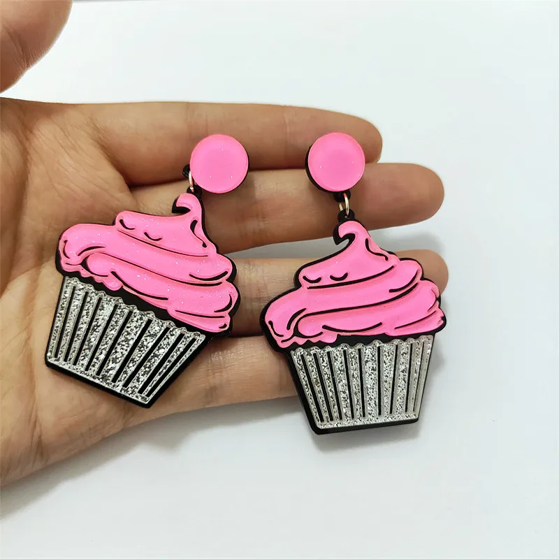KUGUYS модные ювелирные изделия розовые акриловые серьги для женщин торт трендовые