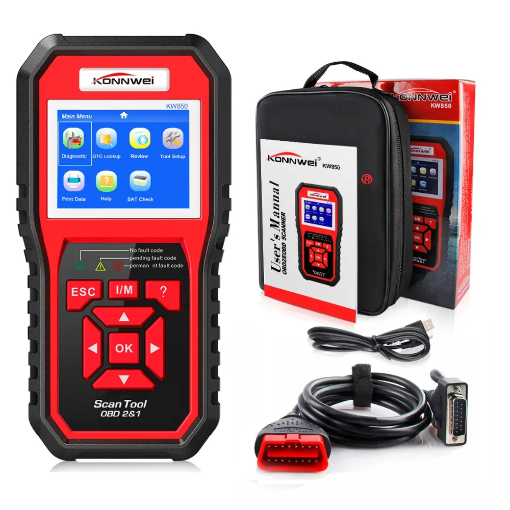 Best OBD 2 Авто диагностический сканер OBD2 сканер KONNWEI KW850 полный ODB2 сканер поддерживает многоязычные ODB 2 Авто диагностический сканер
