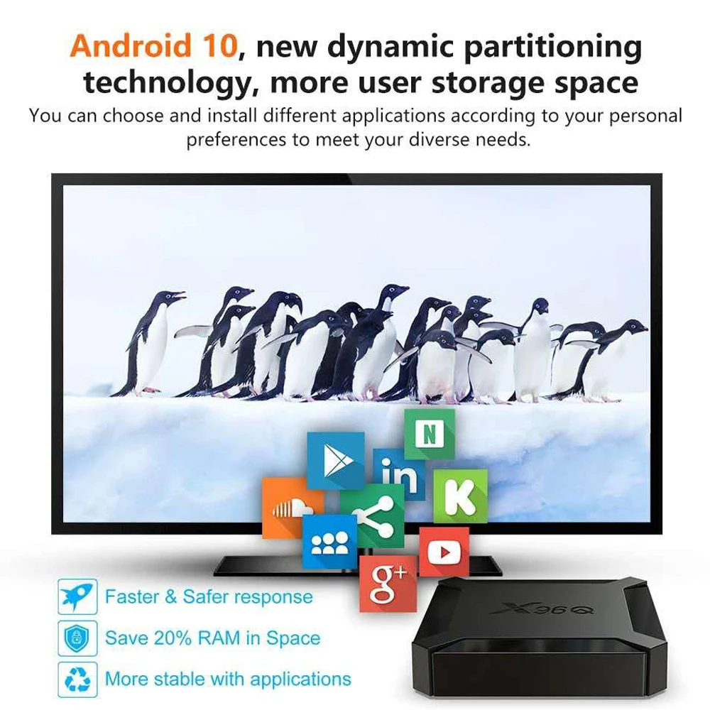 ТВ-приставка Allwinner H313 Android 10 X96Q 4K 2021G Wi-Fi четырехъядерный процессор медиаплеер 16 ГБ