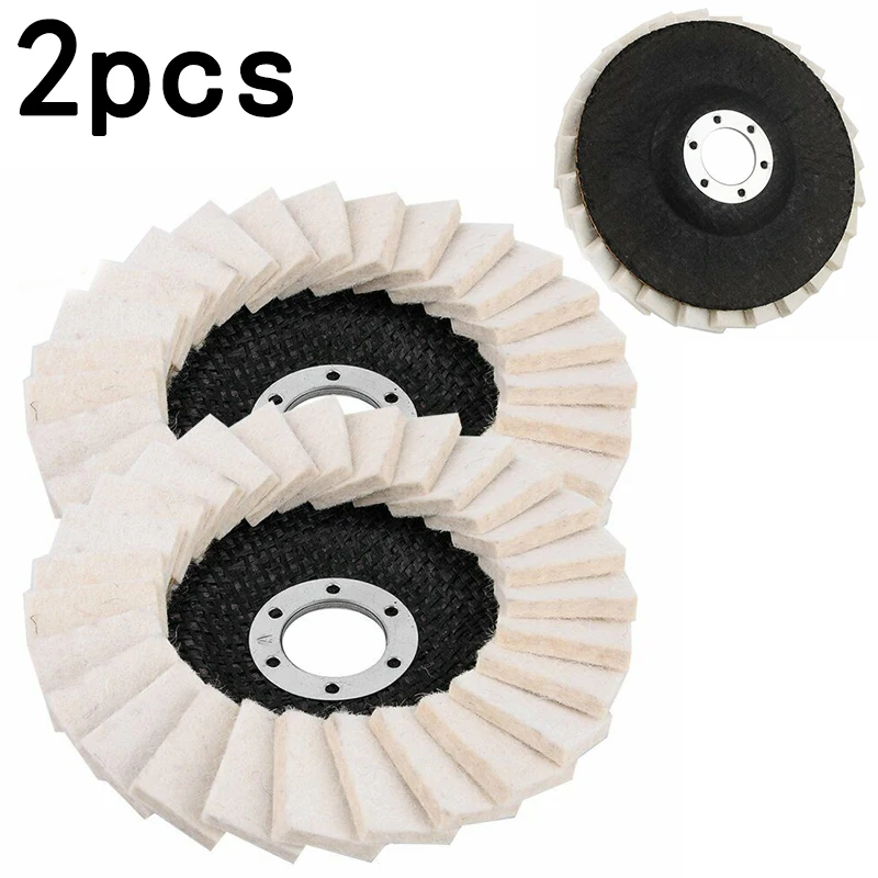 

2Pcs Wool Felt Polish Discs Wheels Angle Grinder Buffinging Pad Set125mm 5 Inch