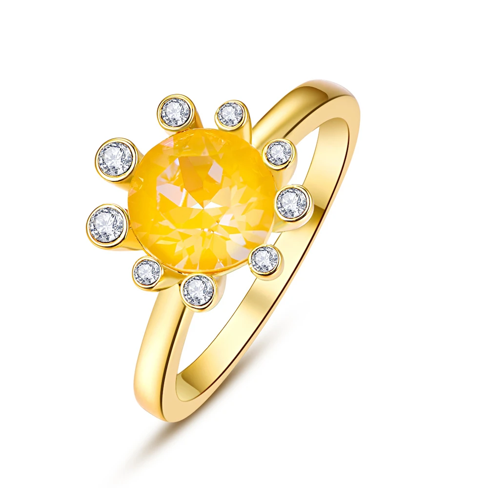 Кристаллы от Swarovski Glod цветные кольца Цветы для женщин элегантное кольцо Новая мода Роскошные женские кольца Свадебные украшения - Цвет основного камня: Crystal L141D