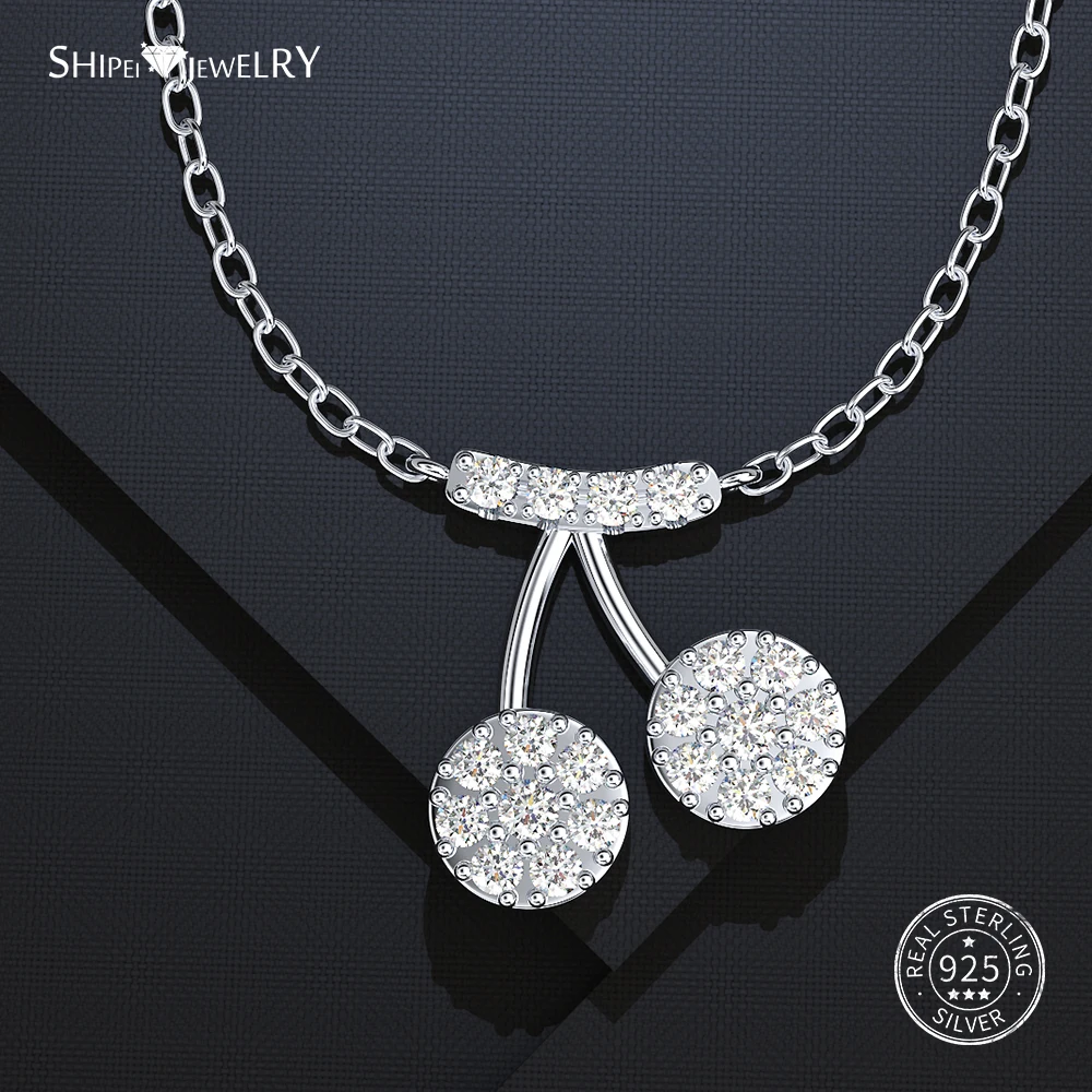 Женское Ожерелье с кулоном Shipei 100% стерлингового серебра 925 пробы белым золотом и