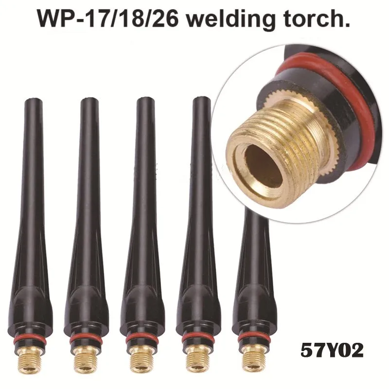 5Pcs/10Pcs TIG Welding 57Y02 Long Back Cap for TIG Welding Torch wp 17 18 26 Series Tig ConsumablesWelding Soldering Supplies