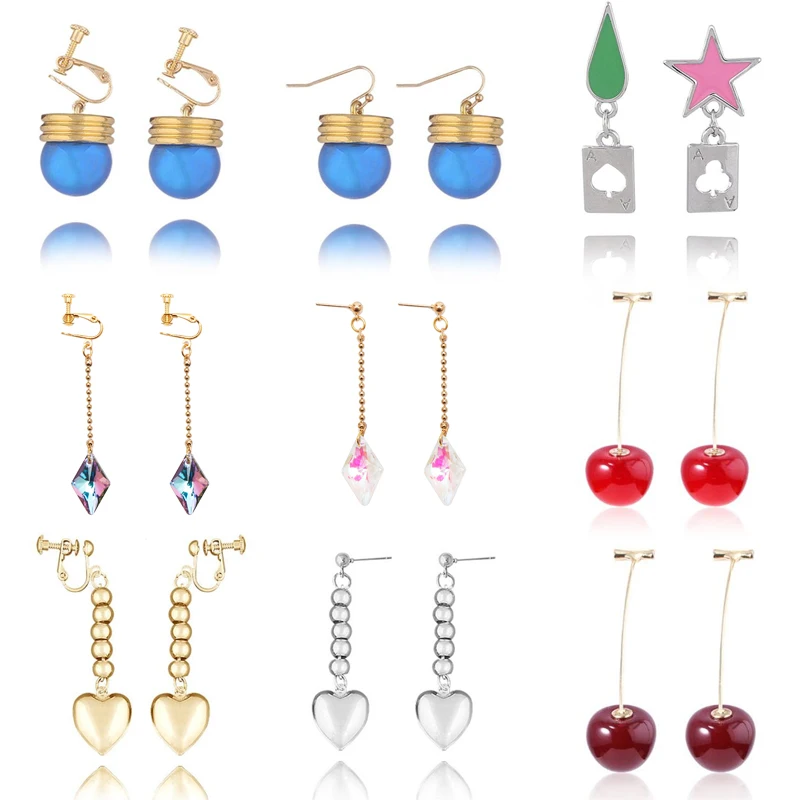 

Anime Prop Drop Earrings for Women Men Cosplay Jewelry jojos Bizarre Adventure/Hunter x Hunter Hisoka Kulolo Earring Gift