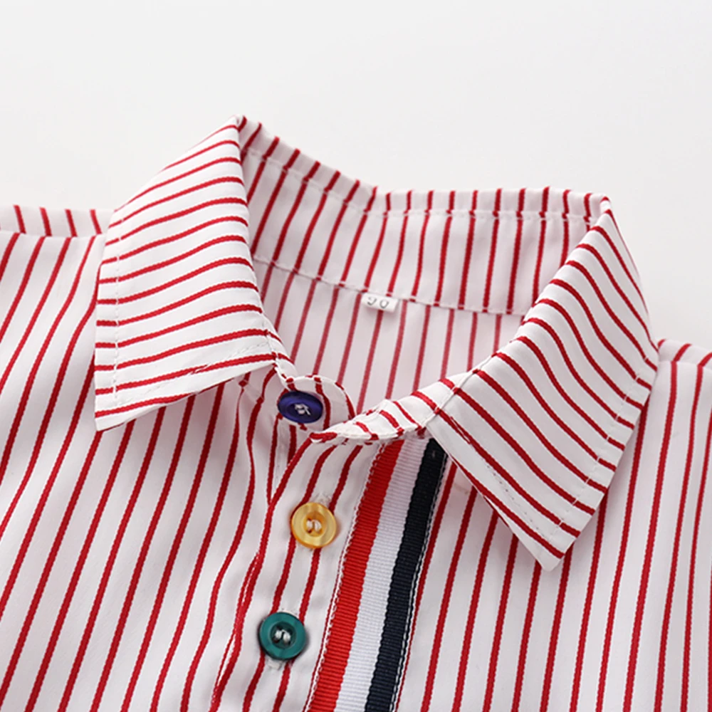 Tem Doger/Одежда для маленьких мальчиков летняя одежда полосатые рубашки с короткими