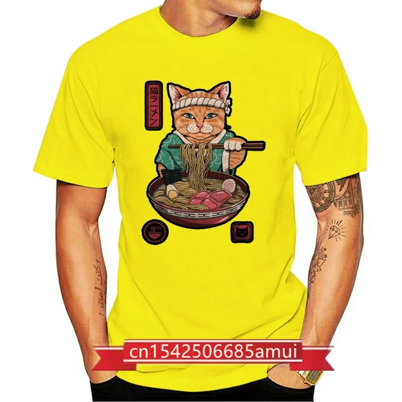 

Neko Ramen Japan Anime T Shirt Men's High Quality Aesthetic Cotton Cool Vintage T-shirt Harajuku Streetwear Camisetas Hombre