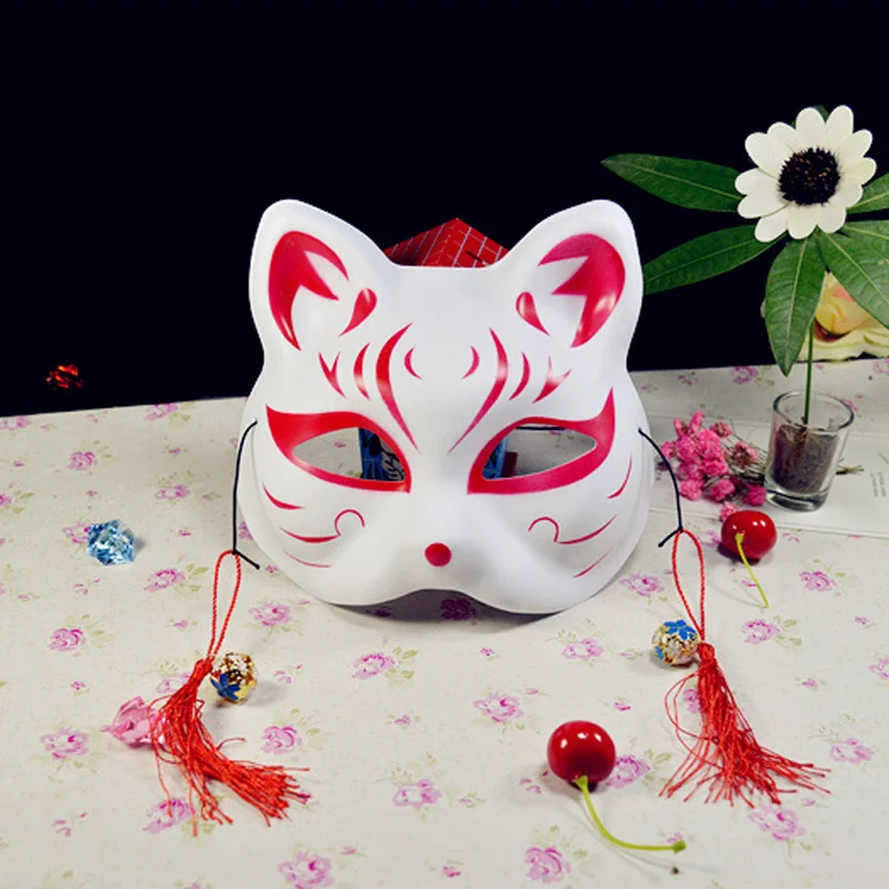 

15 Pcs Painted Fox Mask Japanese Natsume's Book of Friends Fox Half Face Mask Halloween Cosplay Animal Masks Party Cat Mask Hot