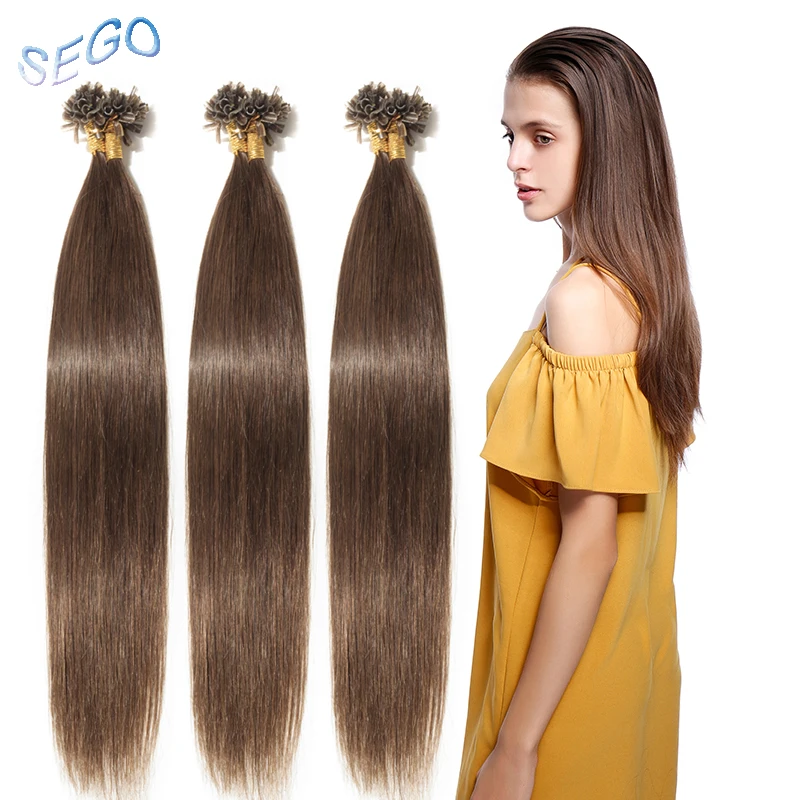 SEGO 1"-24" 0,5 г/локон прямые чистые и фортепианные кератиновые человеческие не Реми fusion волосы для ногтей u-образные накладки предварительно склеивающиеся волосы на Capsuel 100 шт 50 г