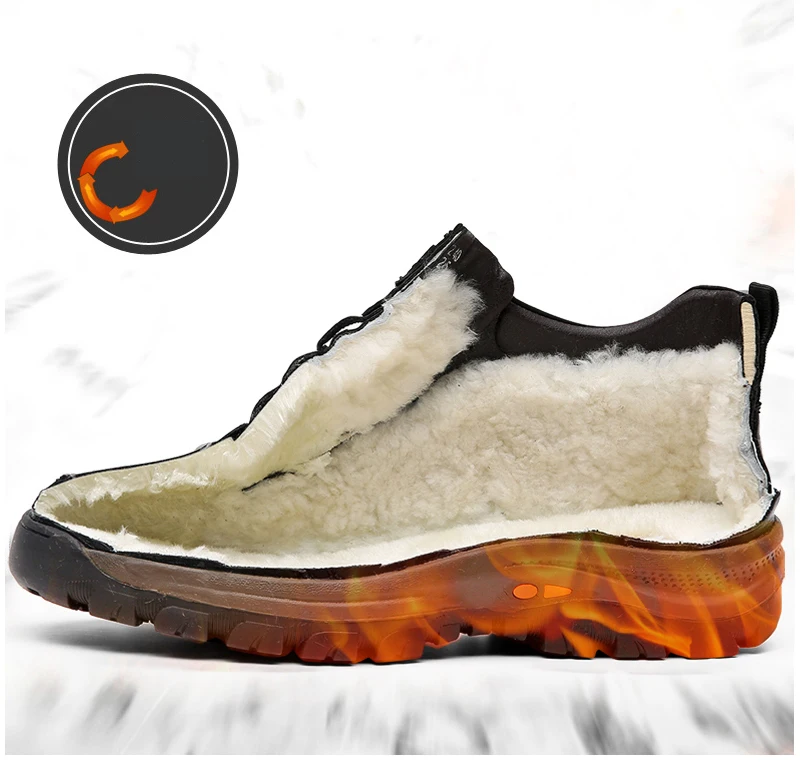 

2021 Genuine Leather Men Snow Boots Warm Cotton Comfortable Winter High Quality Ankle Boots Fashion Plush Warm Outdoor Men Boots