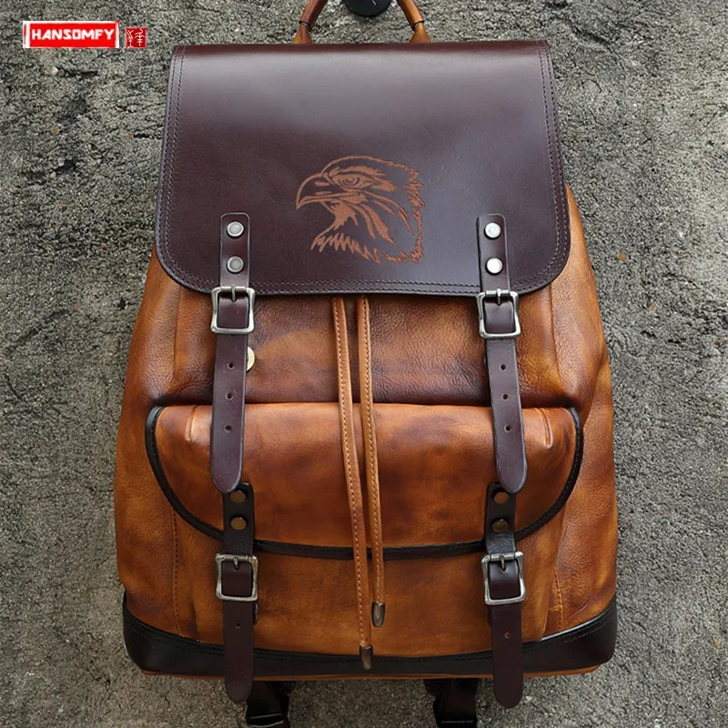 

Мужской рюкзак из натуральной кожи, с отделением для ноутбука 2022 дюйма