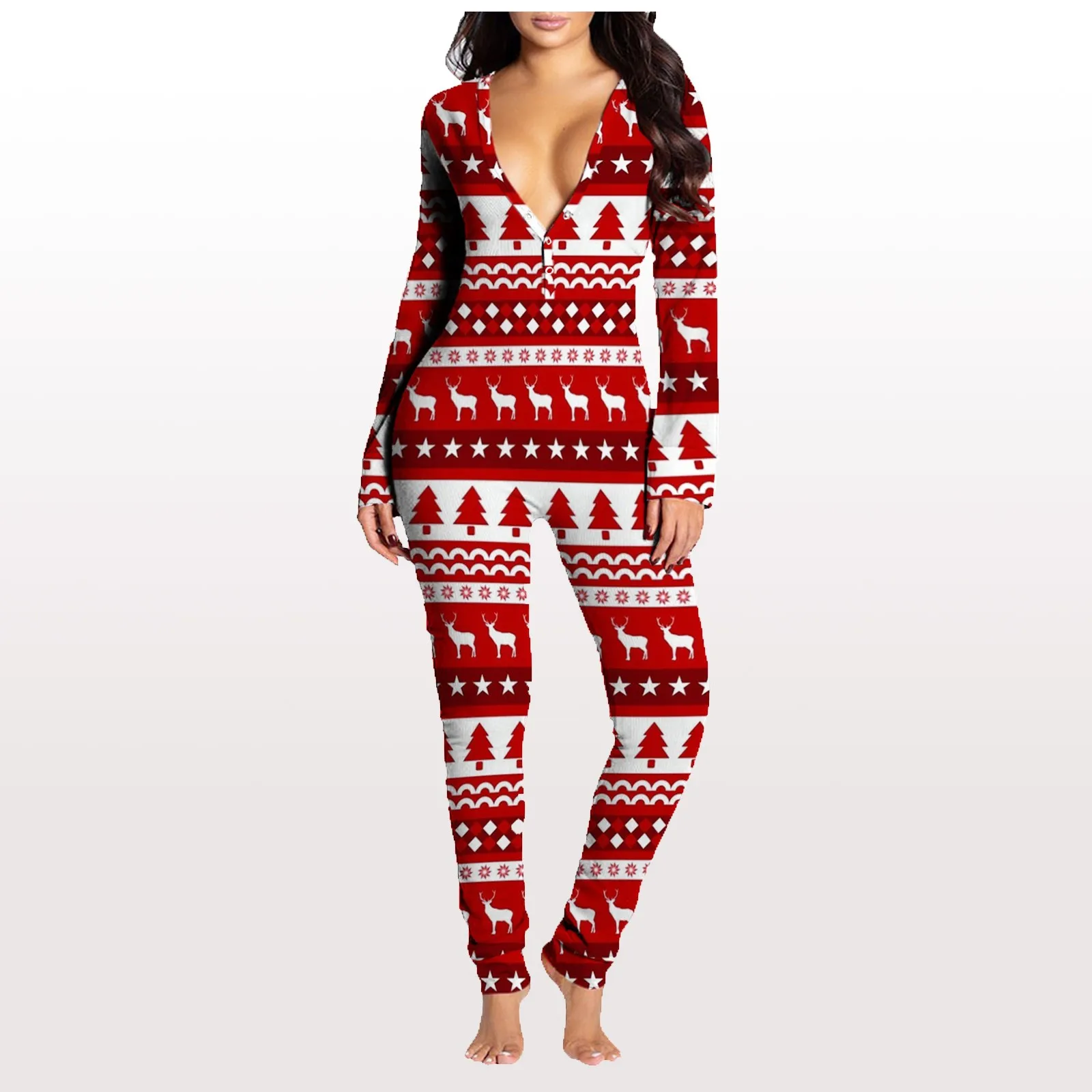 2021 Рождество женские комбинезоны сексуальные открытые промежность одежда для