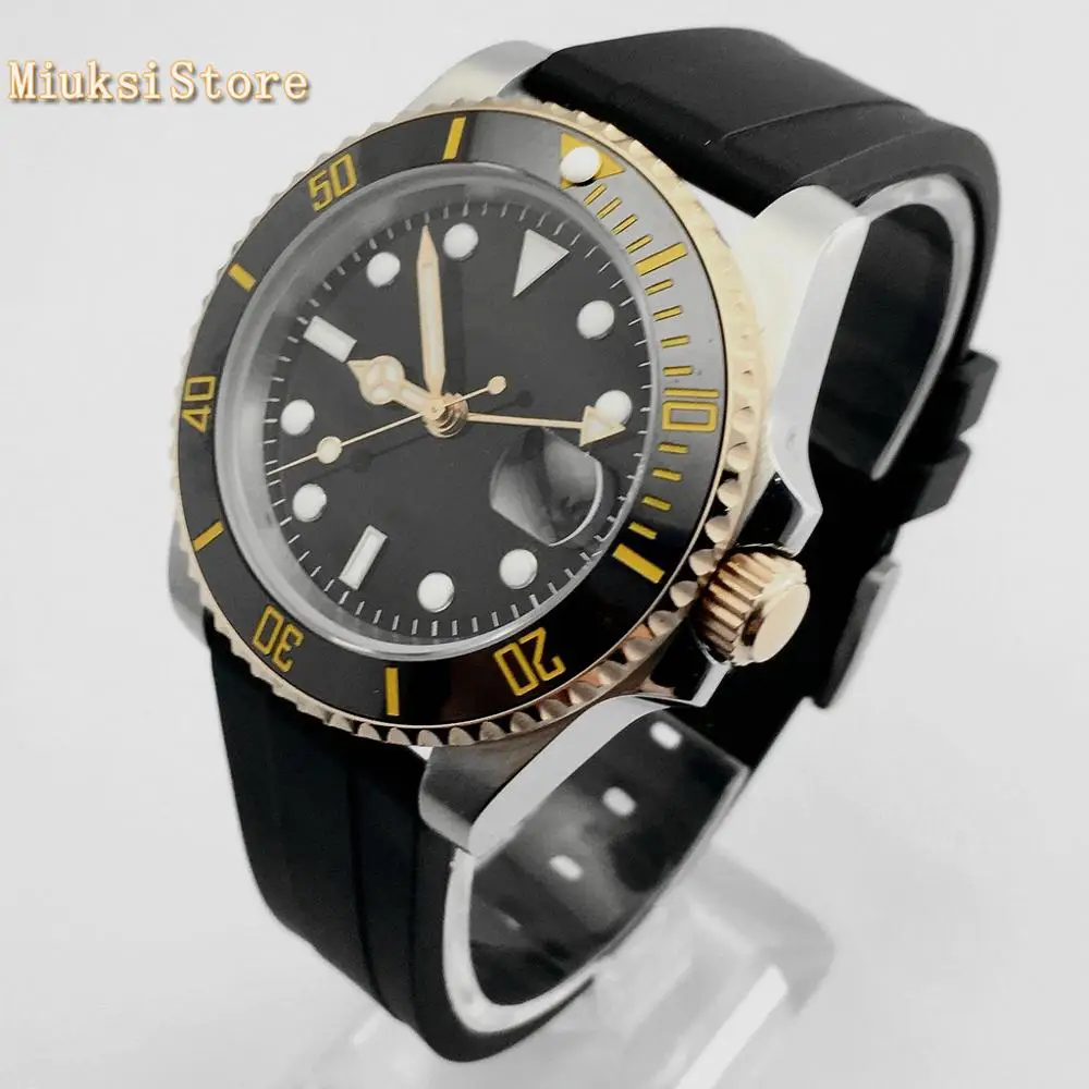 40mm Bliger mens top watches sapphire glass ceramics bezel black sterile dial GMT date window automatic watch | Наручные часы