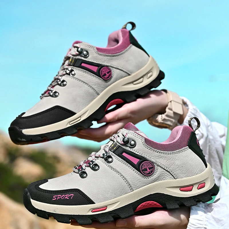 

Парные походные туфли из воловьей кожи, дизайнерская водонепроницаемая обувь для пешего туризма, легкая Уличная обувь для женщин и мужчин, ...