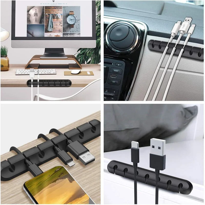Органайзер для кабелей силиконовый держатель USB гибкие зажимы управления