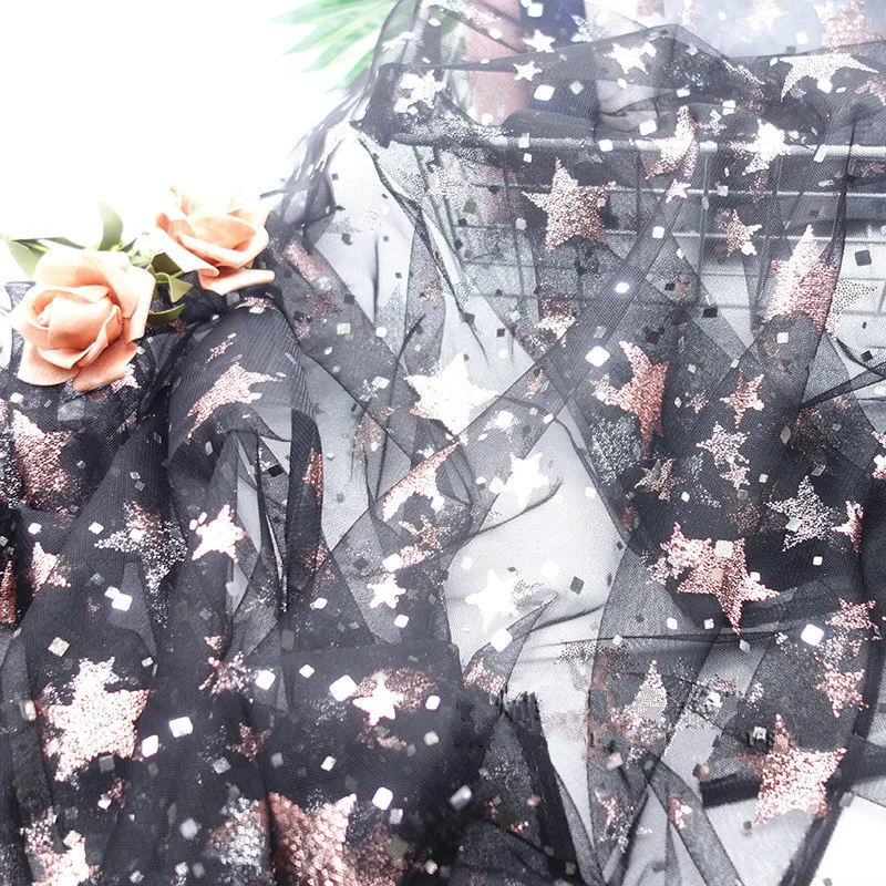 160 см ширина мягкая персиковая звезда квадратные блестки сетчатая ткань для