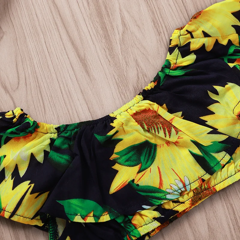 Комплект одежды для малышей с подсолнухом укороченный топ цветочным принтом +