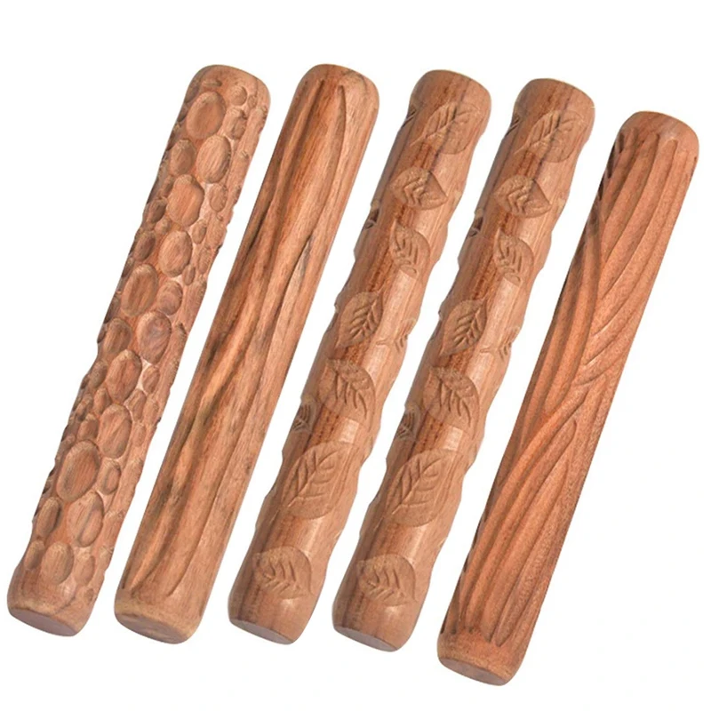 

Деревянные ручные ролики для глиняных штампов глиняные узоры роликовые керамические инструменты резная текстура принт в виде грязи прокат...