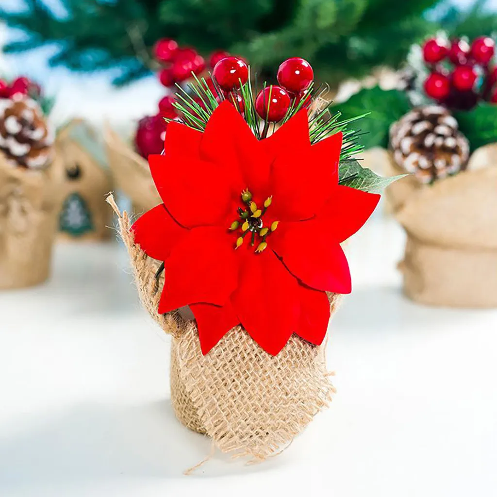 Simulation Christmas Potted New Year Xmas Tree Ornaments For Home Party Decoration Creative Table Decor Kids Gift dekoration #35 | Дом и сад