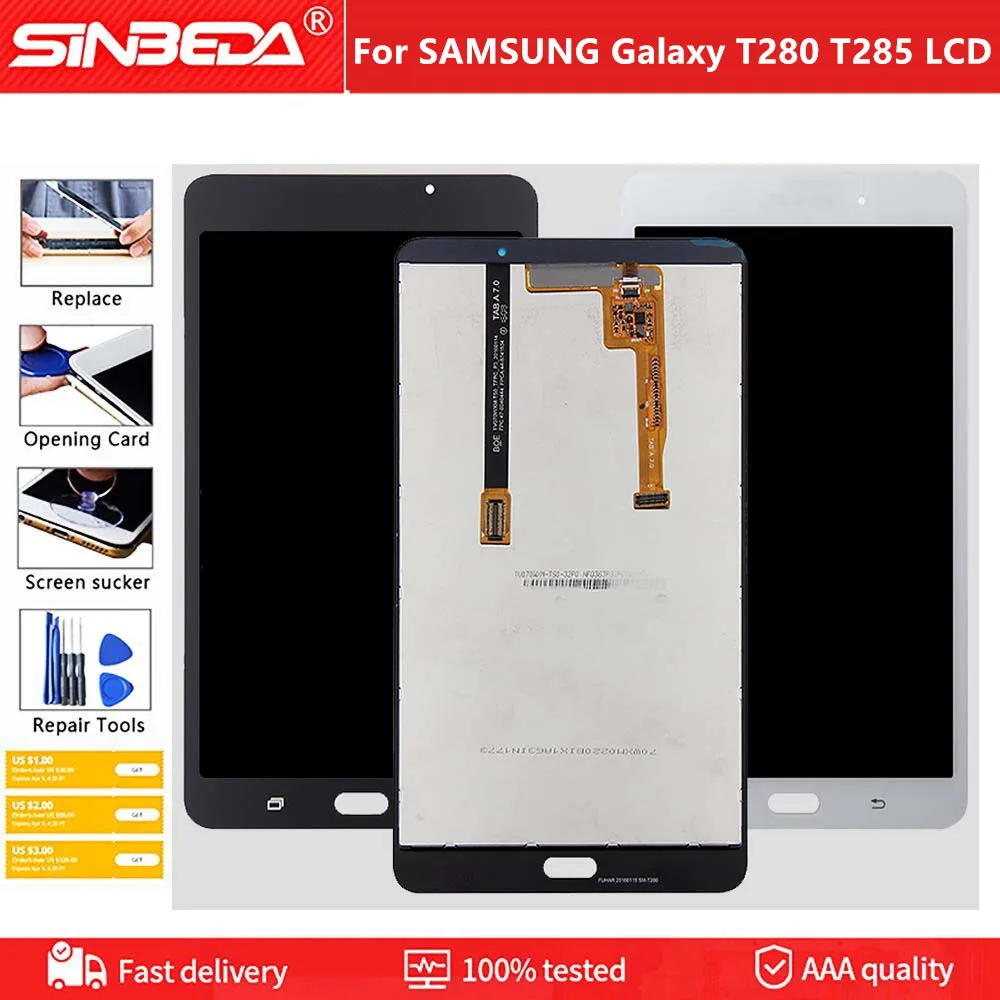 

ЖК-дисплей для SAMSUNG Galaxy T280 T285 сенсорный ЖК-экран с рамкой дигитайзер для Samsung Galaxy Tab A 7,0 2016 SM-T280 SM- T285 LCD