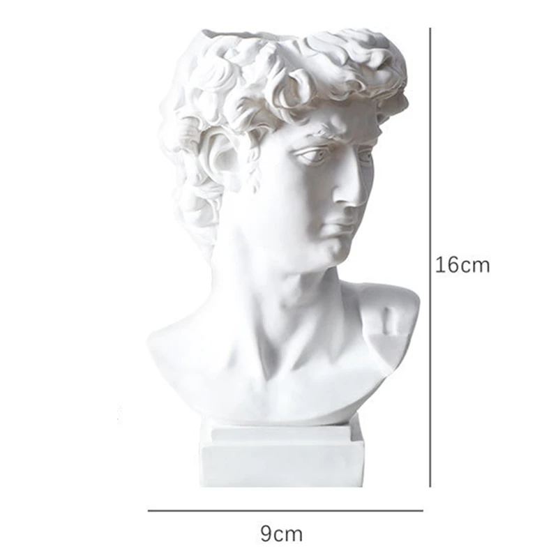 

Creative Portrait Vase Nordic Styles David Human Head Statues Resin Makeup Brush Holder Vase Home Decoration