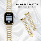 Браслет из нержавеющей стали для Apple Watch Band Bling Women стразы, Золотистый металлический браслет для Iwatch Series 654321SE