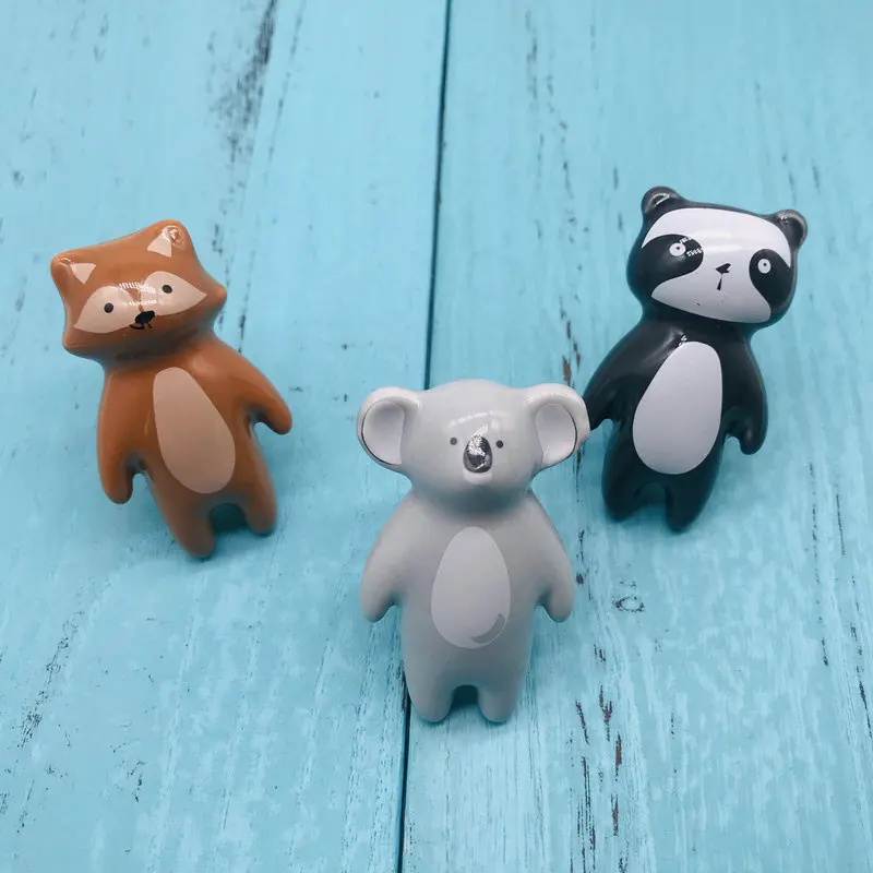 1 шт. ручка с мультипликационным животным керамическим рисунком Panda Fox изображения детские шкафы с ручками домашние ящики Декор Мебель Оборудование