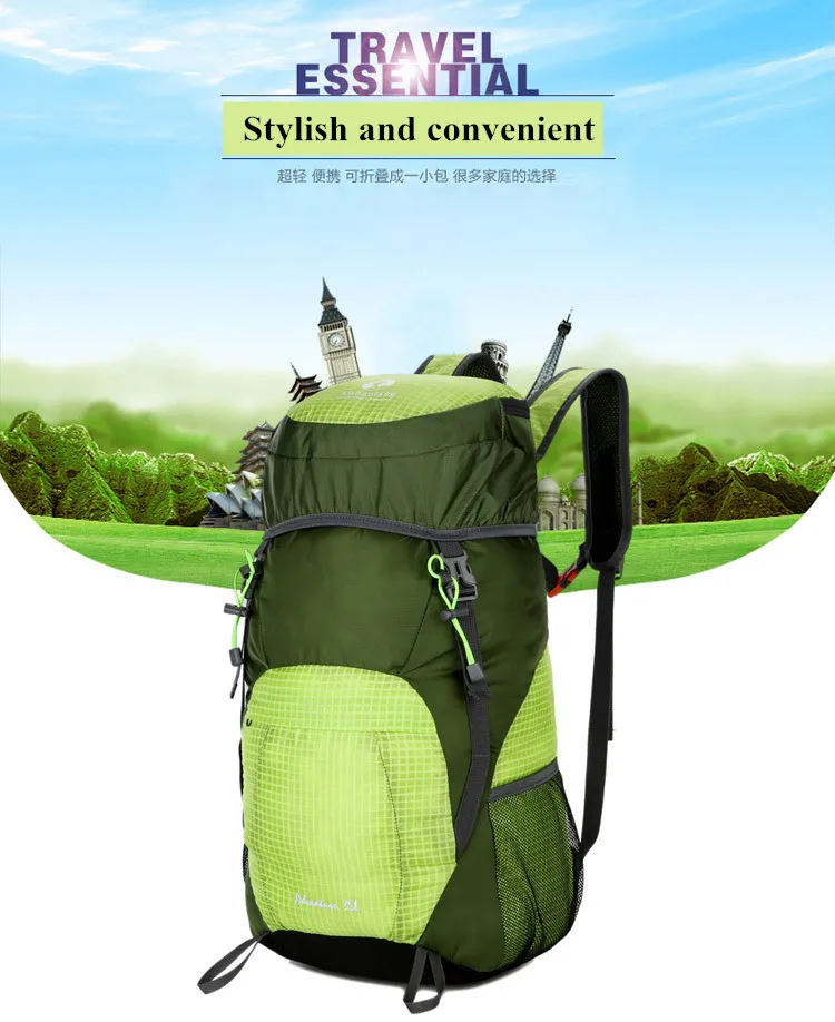 Men Outdoor backpack camping bag 35L Ultralight waterproof travel Folding backpack Women Sports camping hiking Hike Pack
