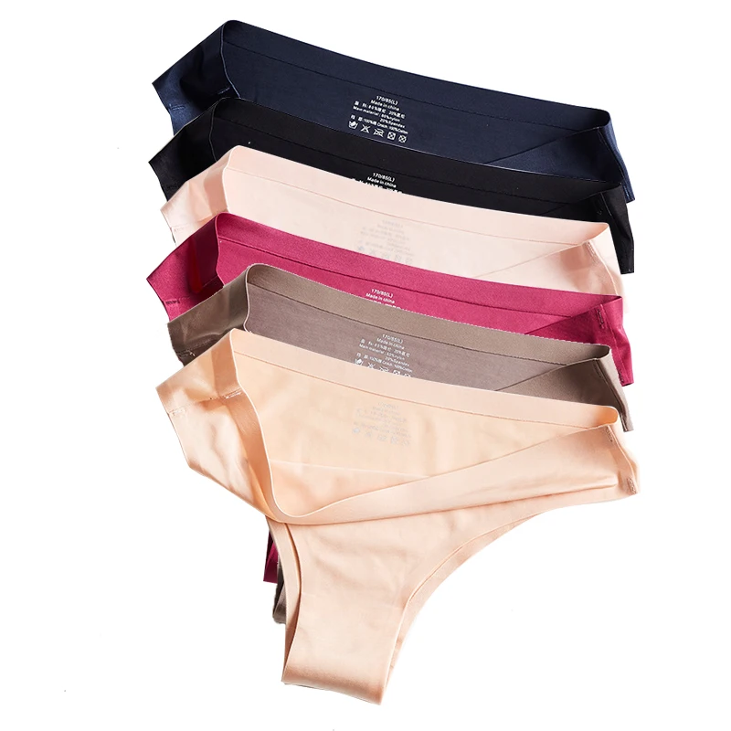 

2pcs/lot Women Panties Sexy Thong Seamless Ultra-thin Plus Size Briefs Low Waist Tanga Underpants T-Back Female Intimates #F