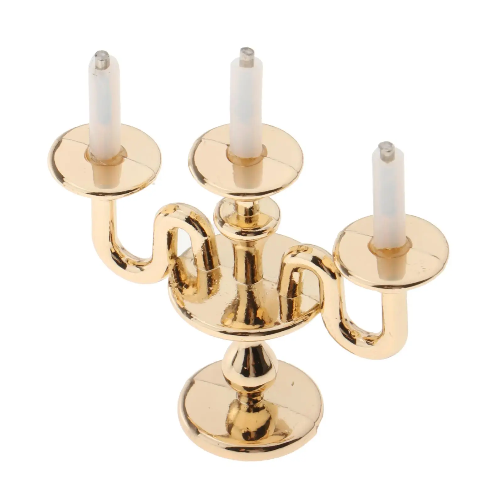 

1:12 Scale Dollhouse Miniature Gold Candelabra Furniture Metal DIY Decor
