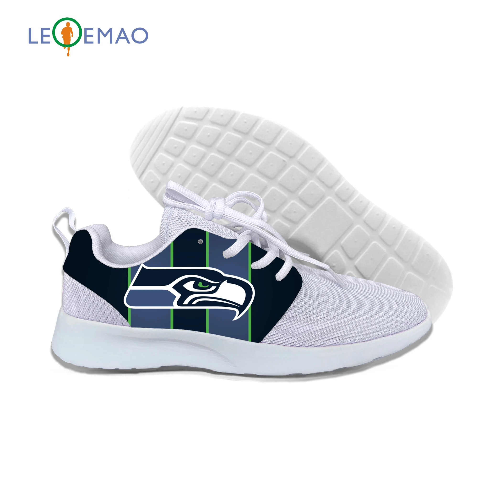 

Men Women Low Top Mesh Shoes For Seahawks Image Custom Flats Sneakers For Seattle Football Fans Black White Pink Shoes