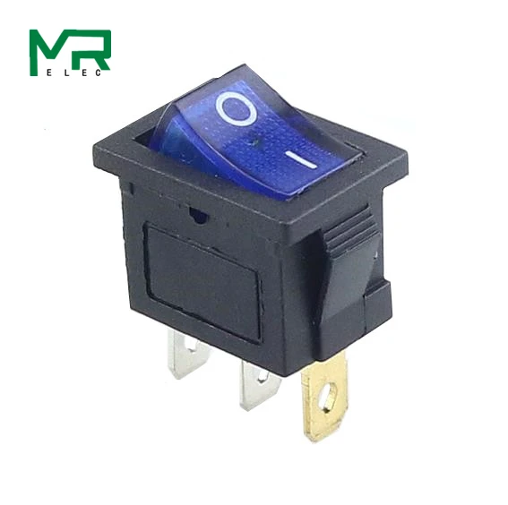 1 шт. KCD1 2PIin 3Pin Лодка Автомобильный кулисный переключатель 6A/10A 250 V/125 V AC красный желтый зеленый синий черный кнопка Лучшая цена KCD1 - Цвет: Blue   3PIN  lamp