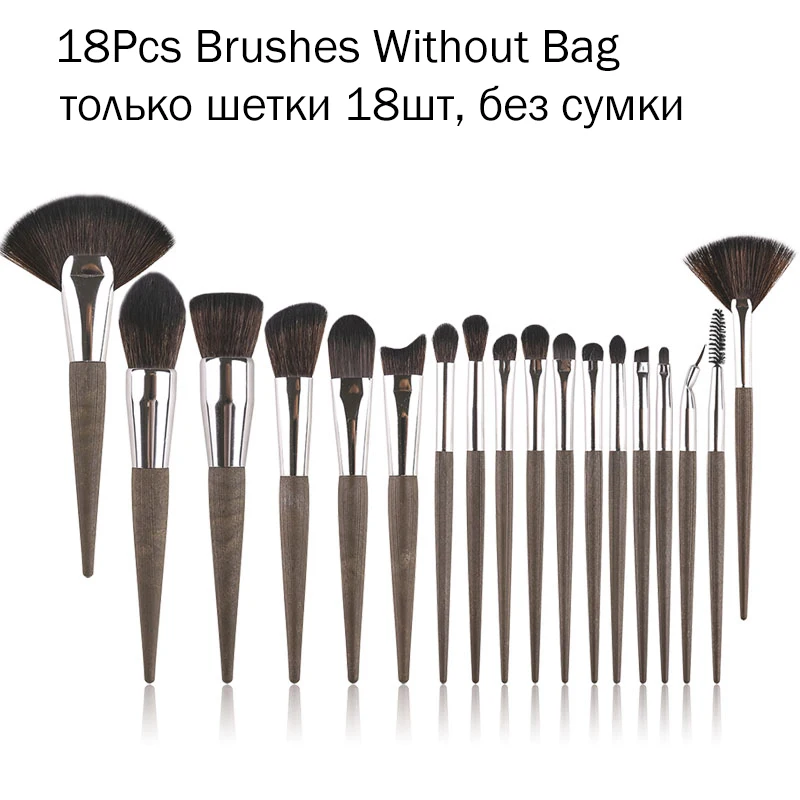 18Pcs without bag ZOREYA, 18 шт., кисти для макияжа, Профессиональные синтетические кисти для макияжа, набор, пудра, основа для губ, тени для век, косметические инструменты, набор - Handle Color: 18Pcs without bag