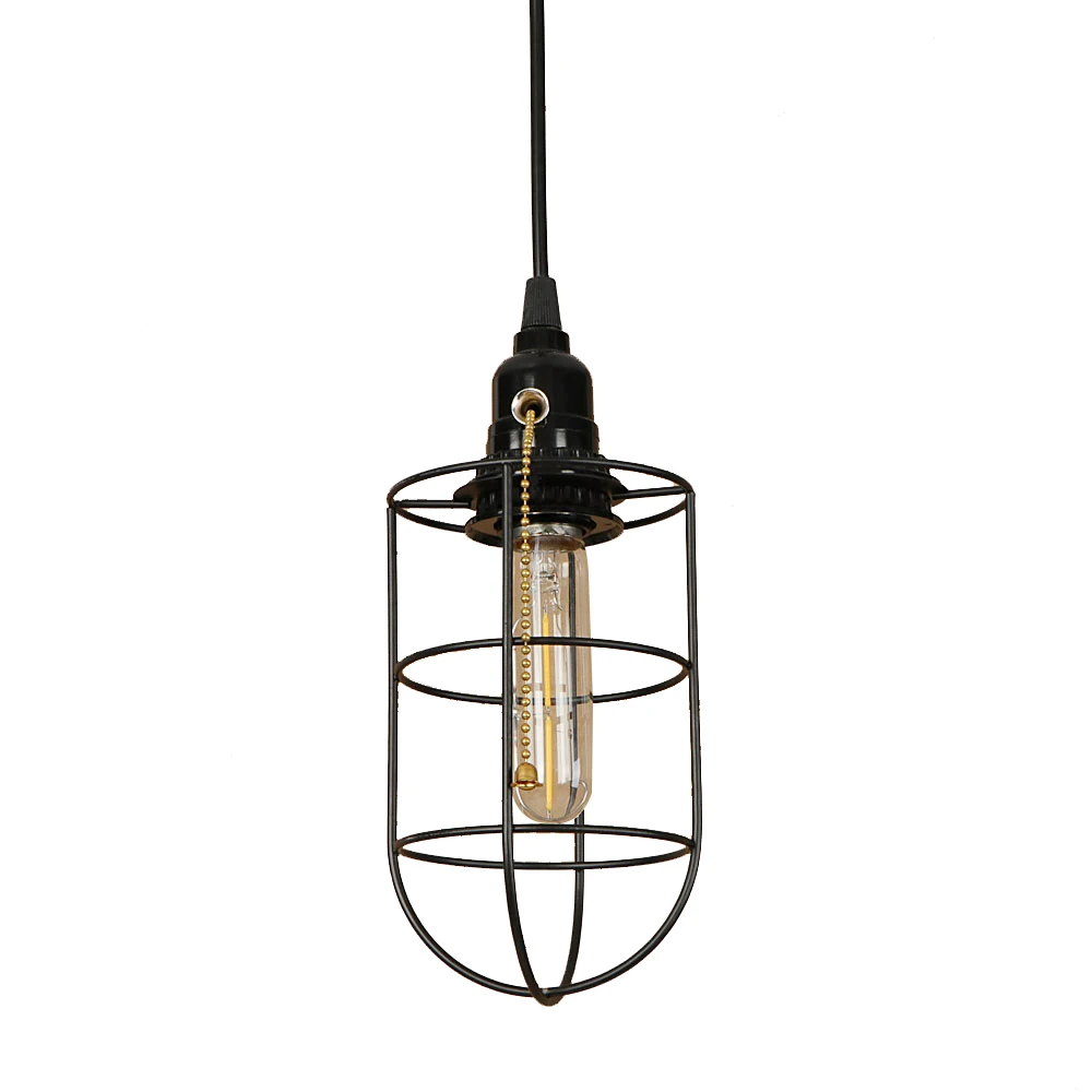 Черная Железная Подвесная лампа E27 в стиле индастриал потолочный светильник