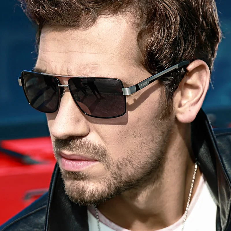 

Brand Sun Glasses For Driving A Car Sunglasses Polarized Men Square Metal Anti Ray Reflection Shades For Male UV400