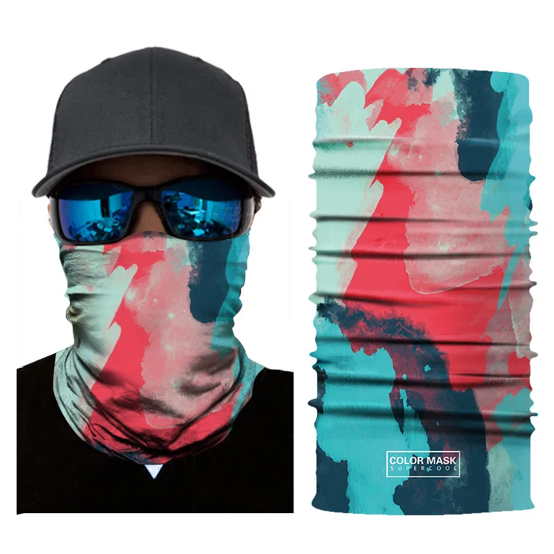 

High quality digital printing polyester magic headband outdoor sport seamless scarf oil painting style sunscreen cycling scarf