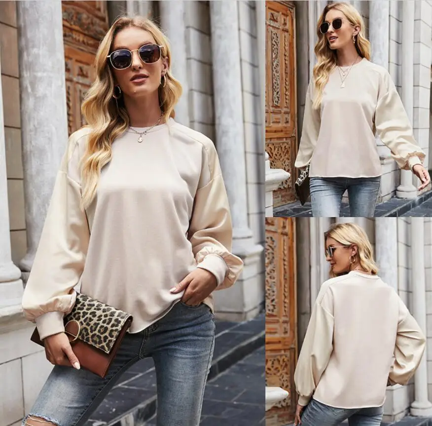

Pure Color Women's Wear 2021 Fashion Autumn Street Round Neck Loose Sweater