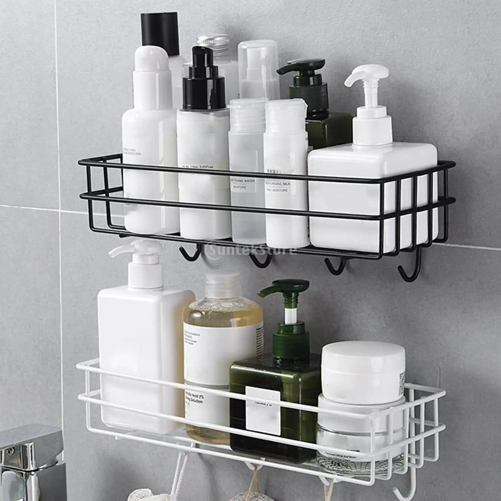 

1pc Bathroom Shower Wall Mounted Shelf Rack Makeup Caddy Basket Organizer