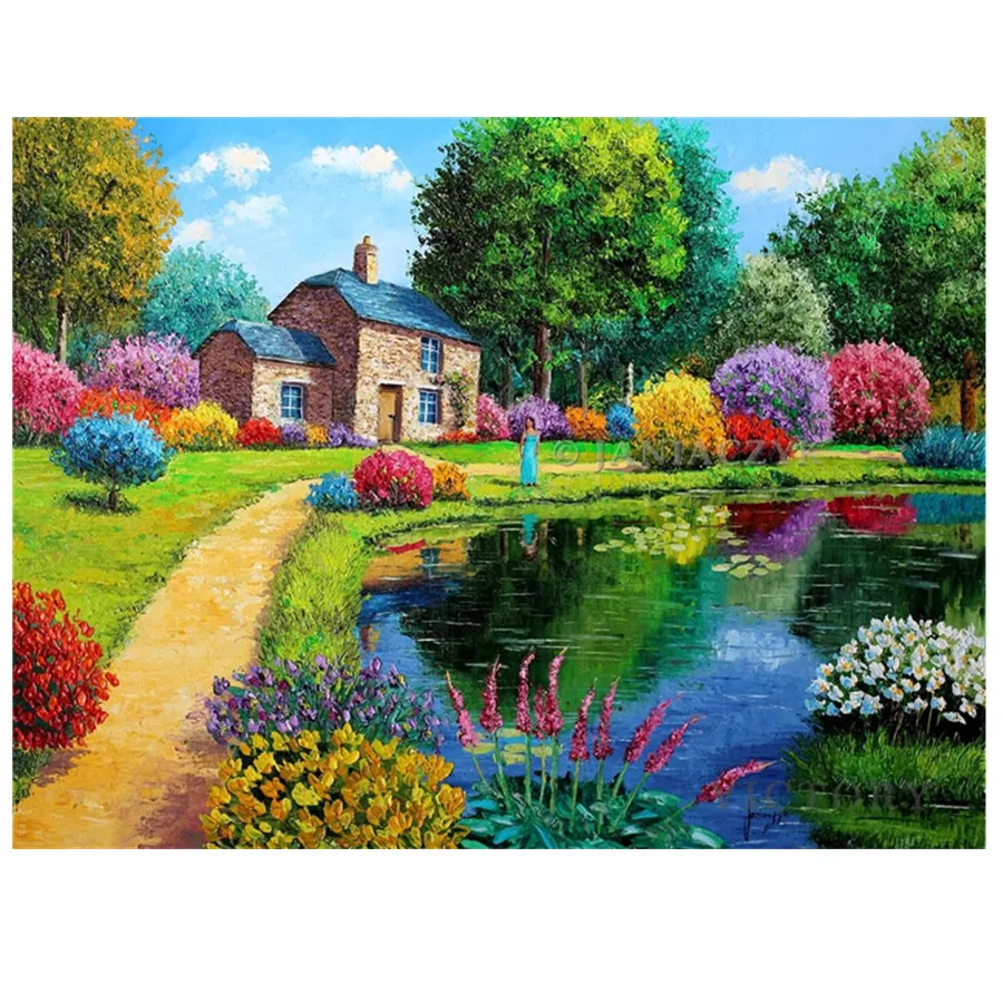

Full Square/round Diamond Painting Countryside House Oil Art Embroidery Mosaic Embroidery 5D Diy Diamond Painting Home Decor