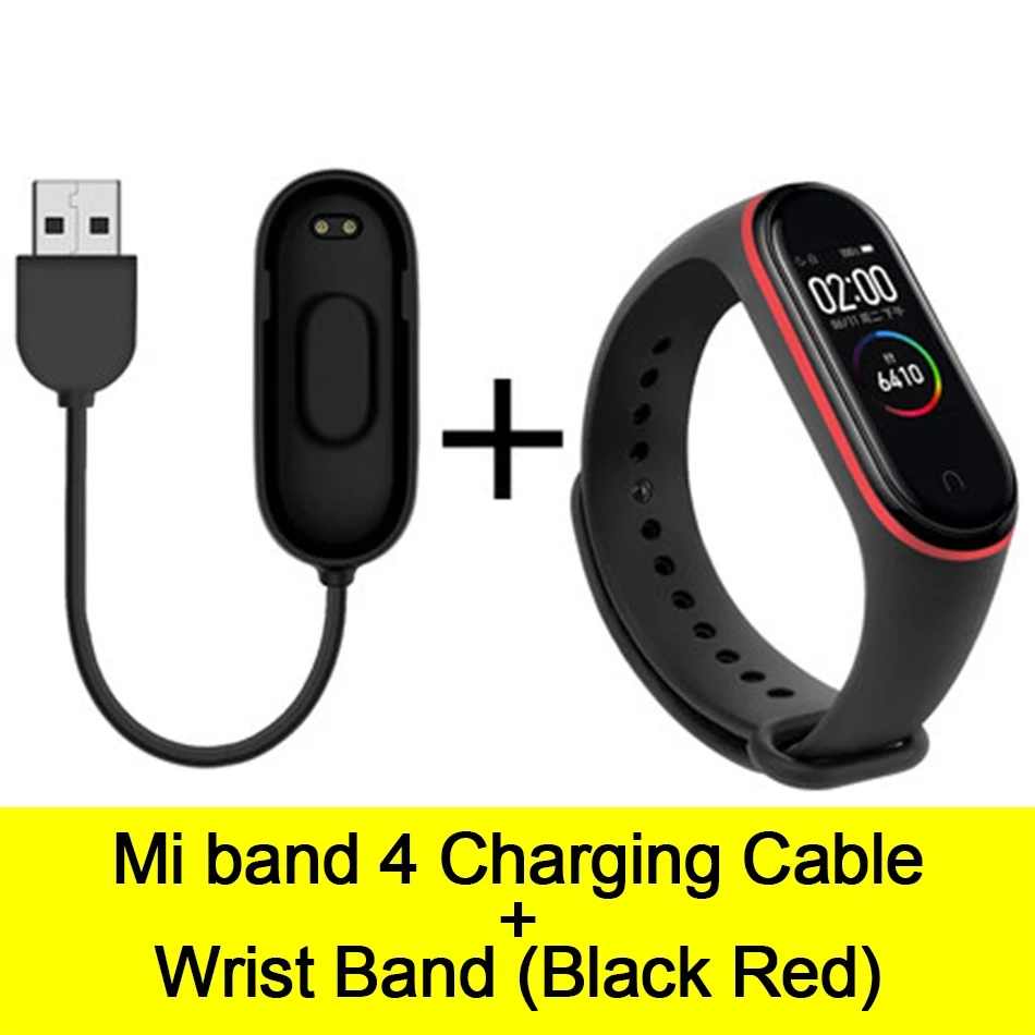 Cable-Black Red Usb-кабель для зарядки mi Band 4, шнур для зарядного устройства, Сменный Адаптер для Xiao mi Band 4, NFC, линия для зарядки+ браслеты - Цвет: Cable-Black Red